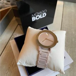 Womens Bold Evolution Quartz Blush Dial Watch Swiss pink brand new in box MINT